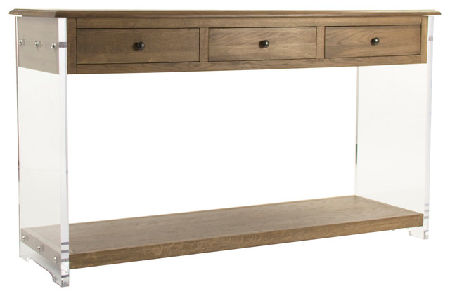 Canaan Modern Classic Oak Acrylic Console Table Modern Console Tables By Kathy Kuo Home Canaan Modern Classic Oak Acrylic Console Table Modern Console Tables By Kathy Kuo Home