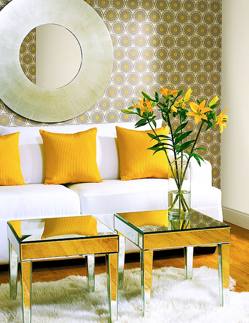 Yellow Wallpaper contemporary-family-room