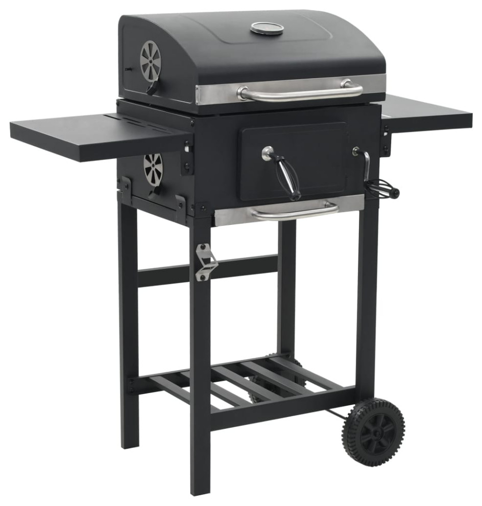 vidaXL Charcoal-Fueled BBQ Grill with Bottom Shelf Black Barbecue Stand  Garden - Contemporary - Outdoor Grills - by Vida XL International B.V. |  Houzz