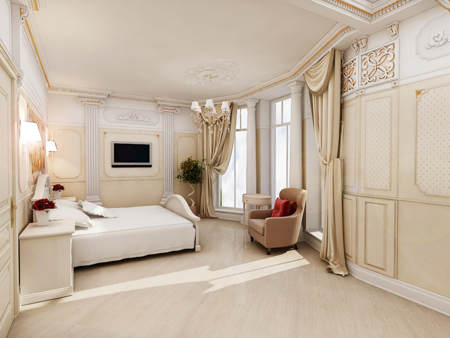 Интерьер загородного дома у озера