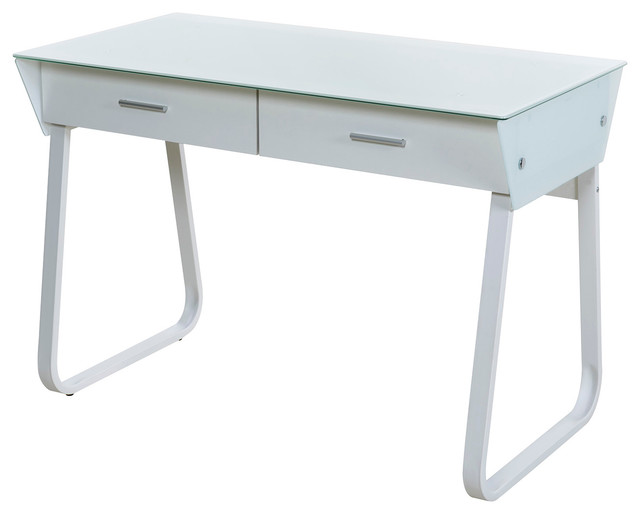Onee Ultramodern Gl Computer Desk With Drawers White Desks Onee Ultramodern Gl Computer Desk With Drawers White