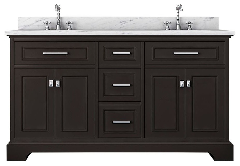 Pittsburgh 61, Double Bathroom Vanity, Espresso Transitional