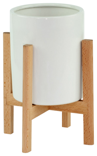 Small Ceramic Pot Cylinder Planter 6, Small Wooden Flower Pot Design