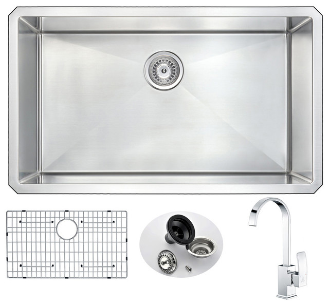 ANZZI Vanguard Undermount 32 In. Single Bowl Kitchen Sink With Opus ...