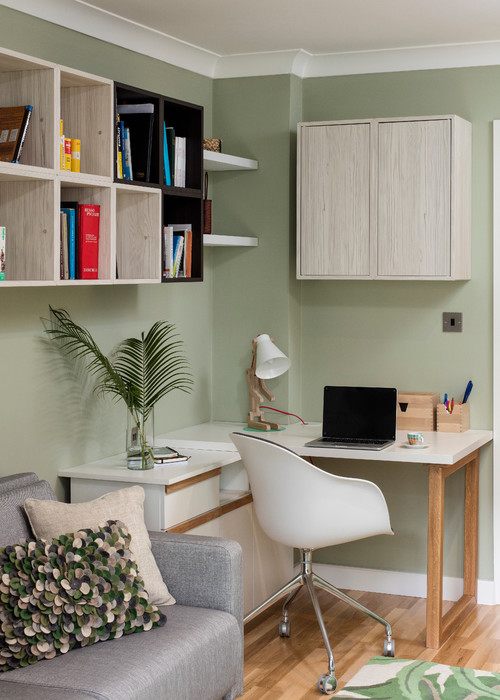 Small Bedroom Transitional Home Office Library