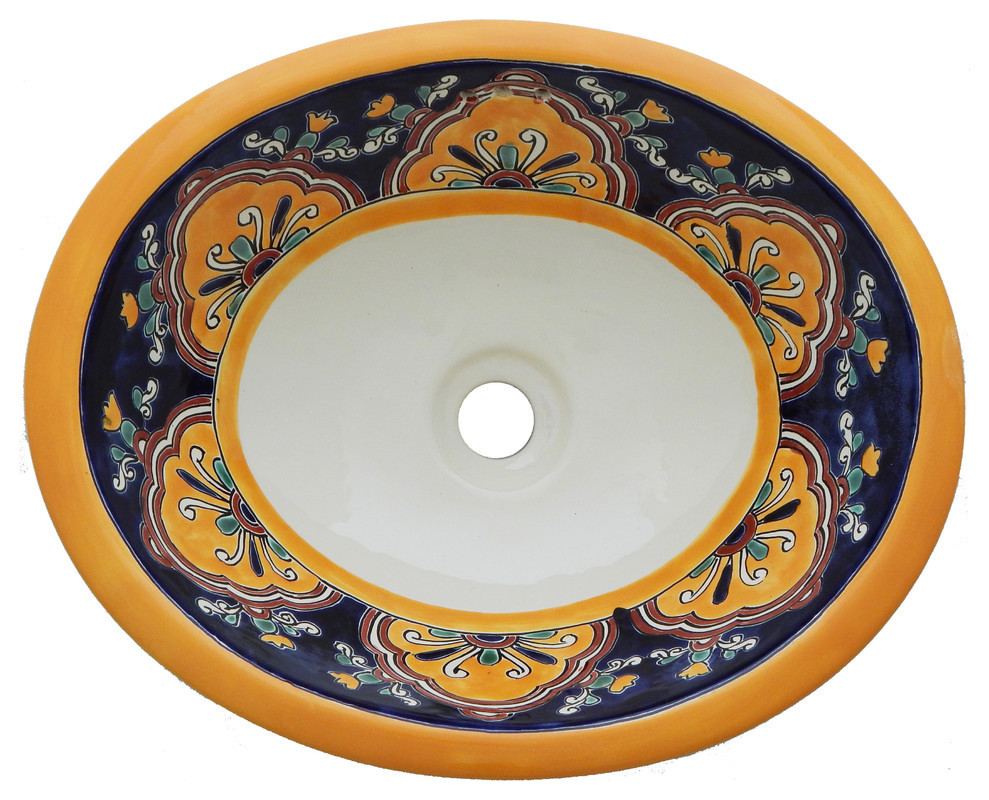 Mexican Talavera Sink , Hand Painted, Ceramic Bathroom Sink
