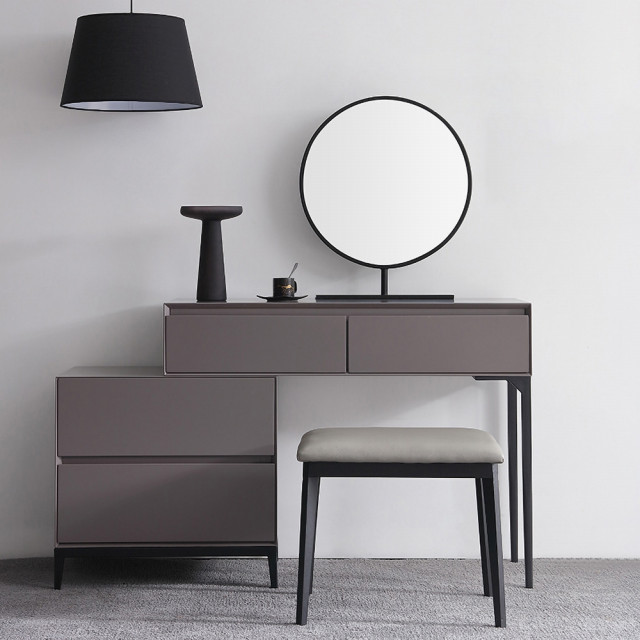 39" Gray Makeup Vanity Set with Mirror & Side Cabinet Dressing Table with  Drawer - Contemporary - Bedroom - Other - by HOMARY LIMITED | Houzz AU