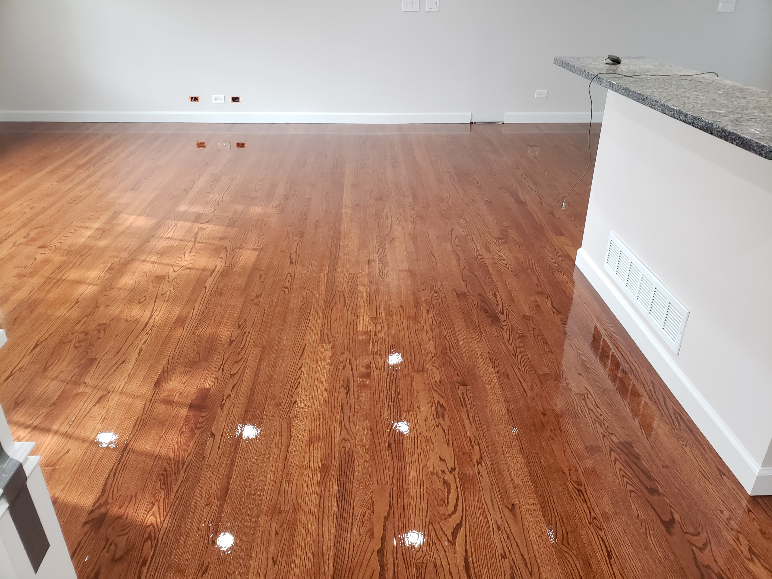 Barrington,  Early American on red oak , polyurethane matte finish