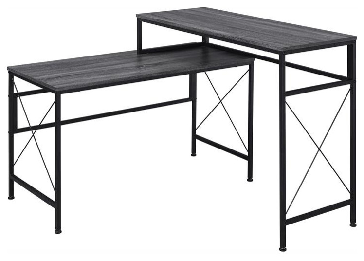 Furniture of America Washall Industrial Wood Computer Desk with USB in Gray