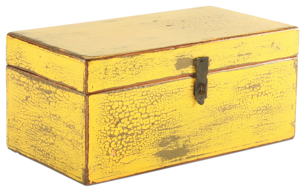 Vintage Yellow Wooden Box Decorative Boxes Chicago by Belle and June