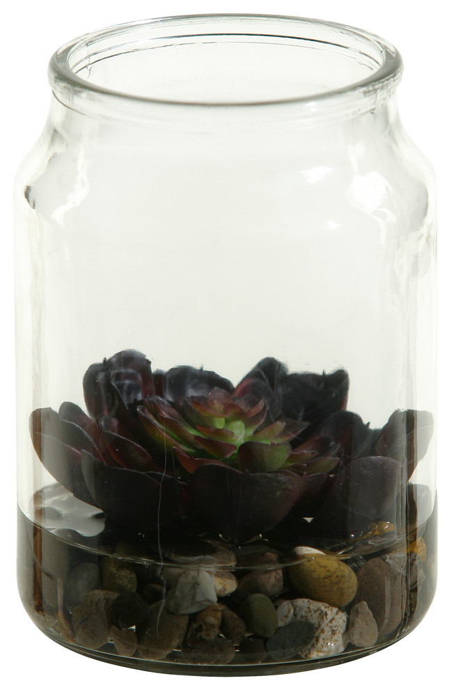 D&W Silks Echeveria Plant Succulent in Candle Jar