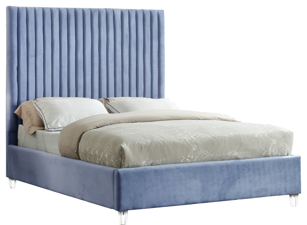 Candace Velvet Bed, Queen Contemporary Platform Beds by Meridian