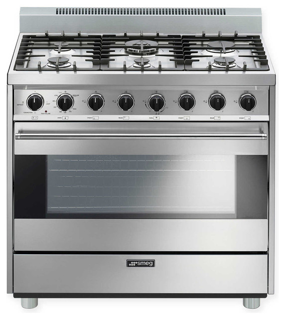 Smeg 36'' ProStyle 6 Burner Freestanding Gas Range Contemporary