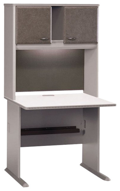 Bush Series A 36" Computer Desk with Hutch in Pewter