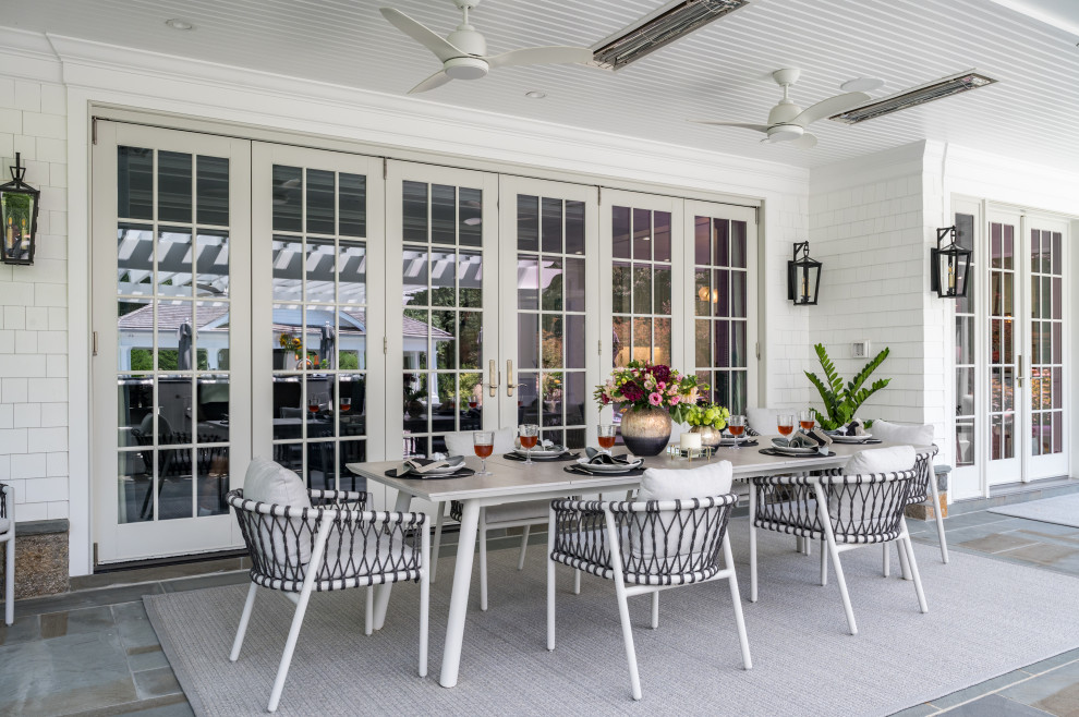 Inspiration for a coastal patio remodel in New York