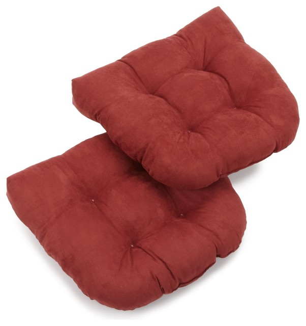 19" UShaped Micro Suede Tufted Dining Chair Cushion, Set of 2 Contemporary Seat Cushions