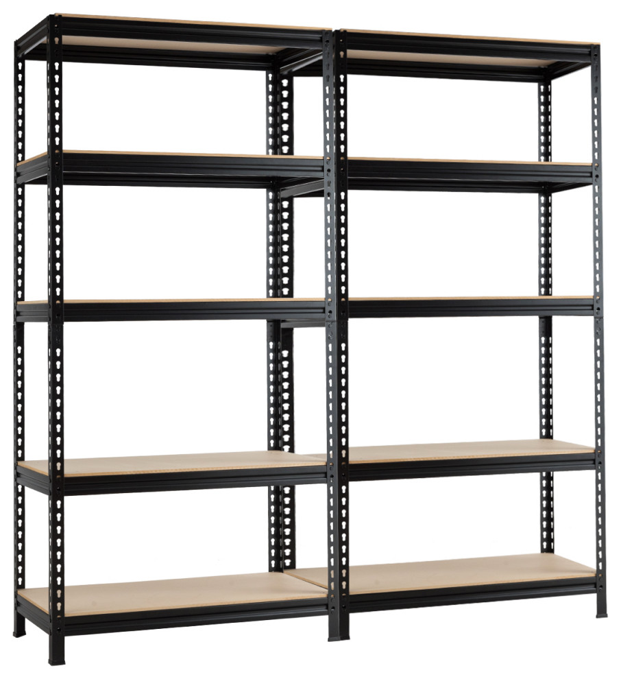 Costway 2 PCS 5Tier Metal Storage Shelves 73'' Garage Rack Adjustable Utility Shelves by