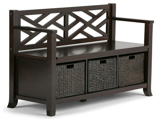 Simpli Home Ltd Adrien Storage Bench With Basket View Adrien Storage Bench With Basket Tropical Accent And Benches