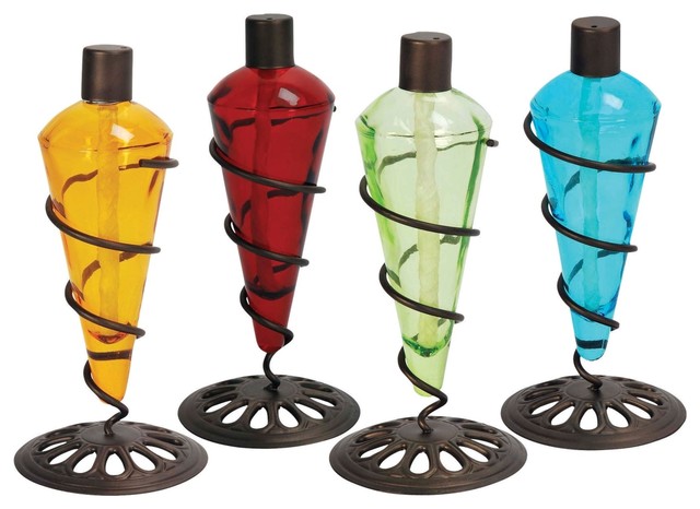 11 Orted Color Table Top Torch Burning Citronella Lamp Oil 4 11 Orted Color Table Top Torch Burning Citronella Lamp Oil 4 Piece Set Contemporary Outdoor Torches By Home Garden Collections