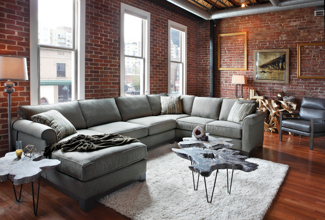 Sarah 3 Pc Sectional Group Industrial Living Room Denver