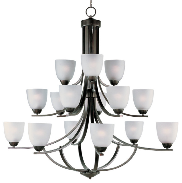 Axis 15-Light Chandelier, Oil Rubbed Bronze With Frosted Glass/Shade