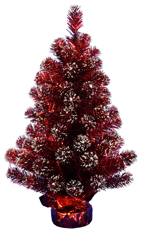 Vickerman Sky Blue Tinsel Tree, 2' x 16" Traditional Christmas