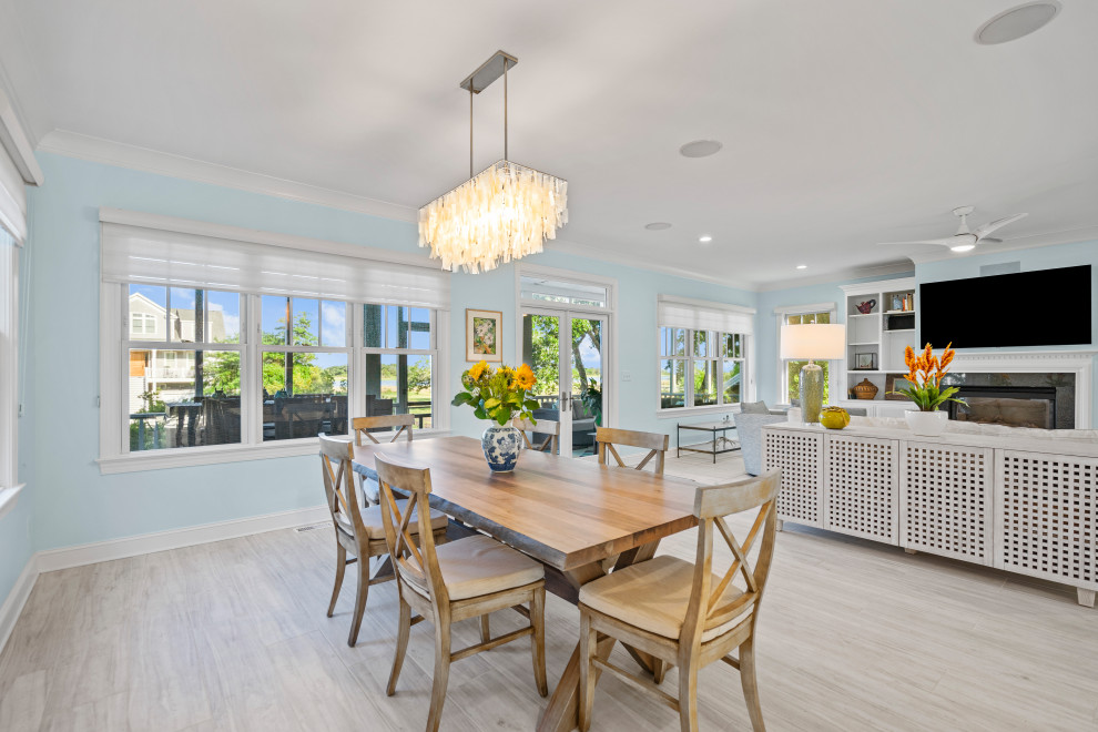 Design ideas for a large beach style dining room in Wilmington.