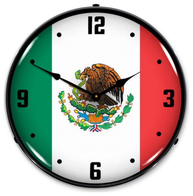 1906696 Mexican Flag Clock Contemporary Wall Clocks by VirVentures Houzz