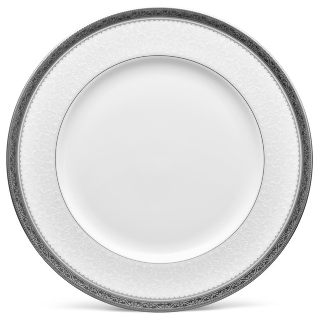 Noritake Odessa Platinum Dinner Plates, Set of 4 Traditional Dinner