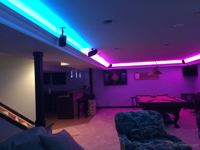 Man Cave Game Room  LED  Lighting  Contemporary Family 