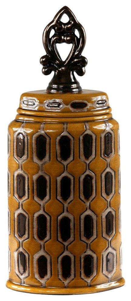 Privilege International Spotted Yellow Ceramic Vase