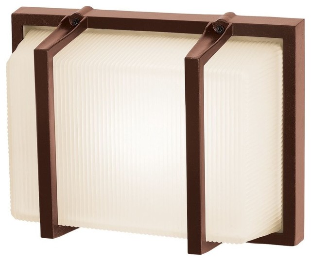 Outdoor Wall Light with White Glass in Bronze Finish