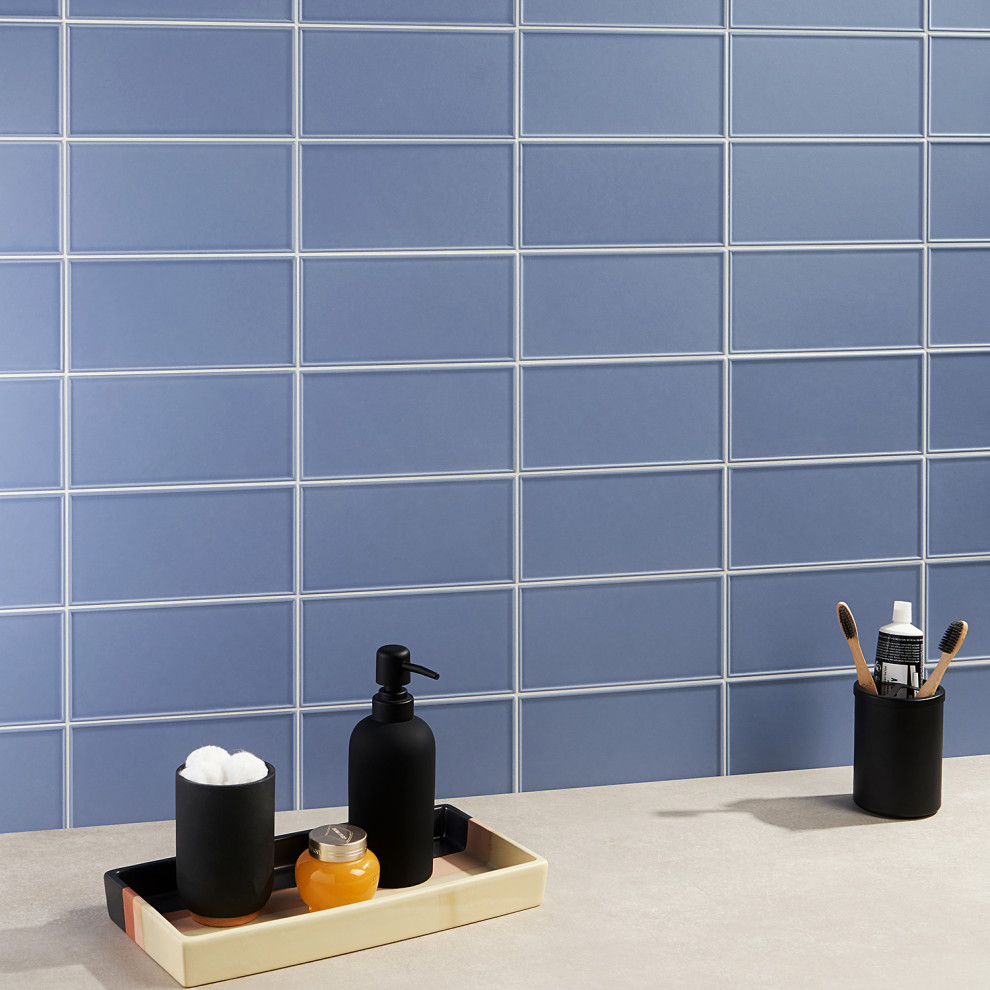 Tori Border Blue 4"x8" Matte Ceramic Wall Tile