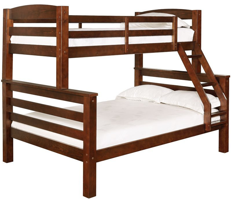 Linon Levi Twin over Twin Wood Bunk Bed in Espresso Transitional Bunk Beds by Homesquare