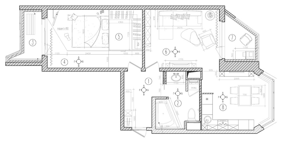 Дизайн-проект однокомнатной квартиры П44Т