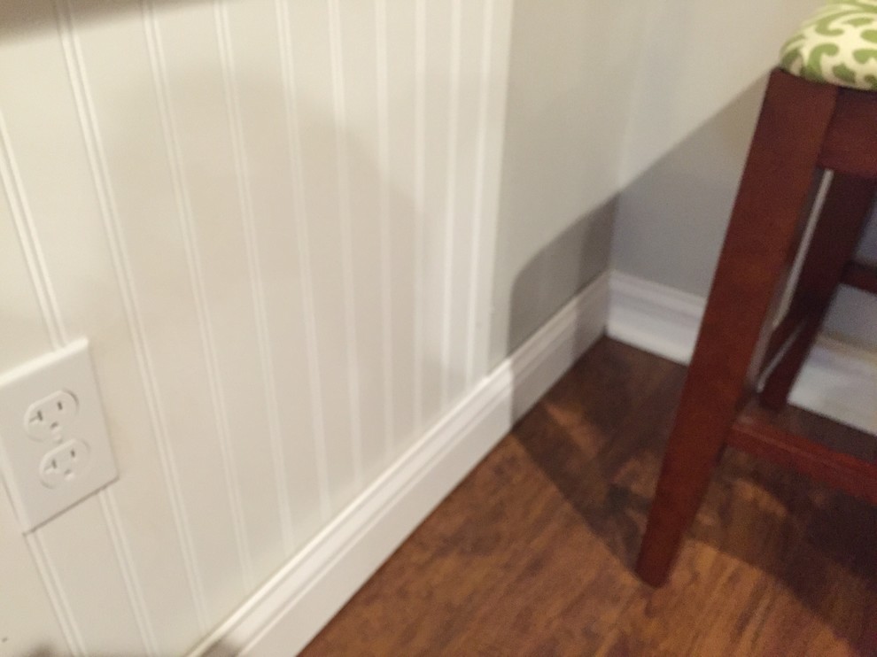 How do you finish baseboard over wanes coating/beadboard?