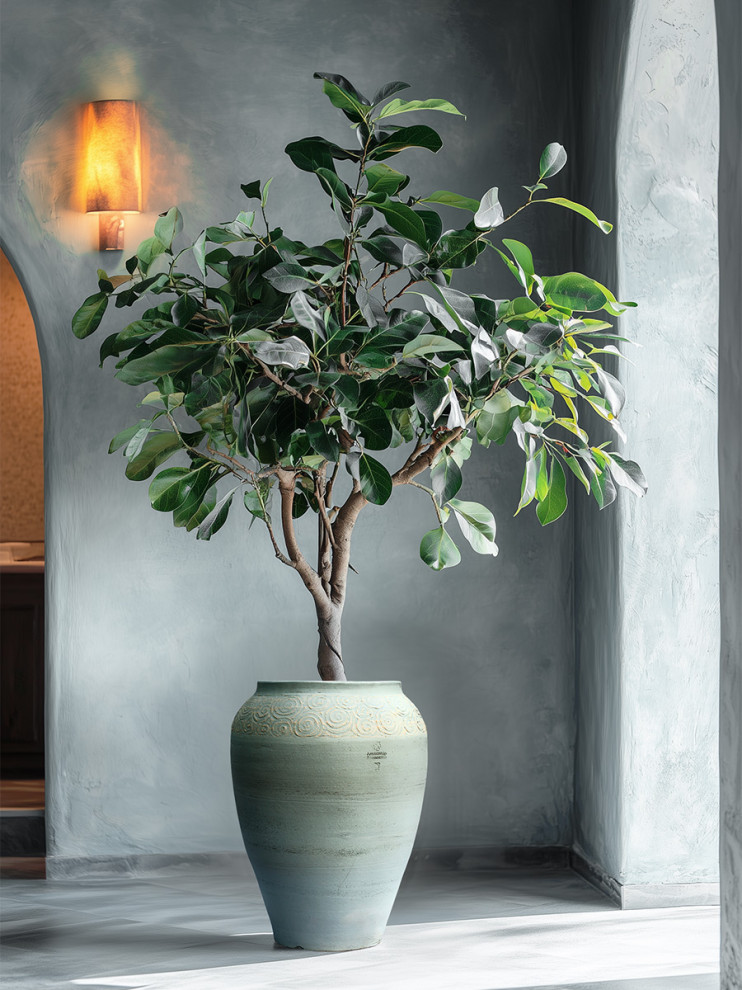 Большие керамические голубые горшки «Океан» для деревьев