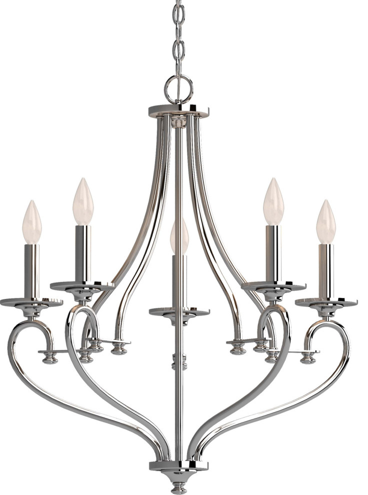 Volume Lighting 3185 Tes 5 Light 24"W Taper Candle Chandelier