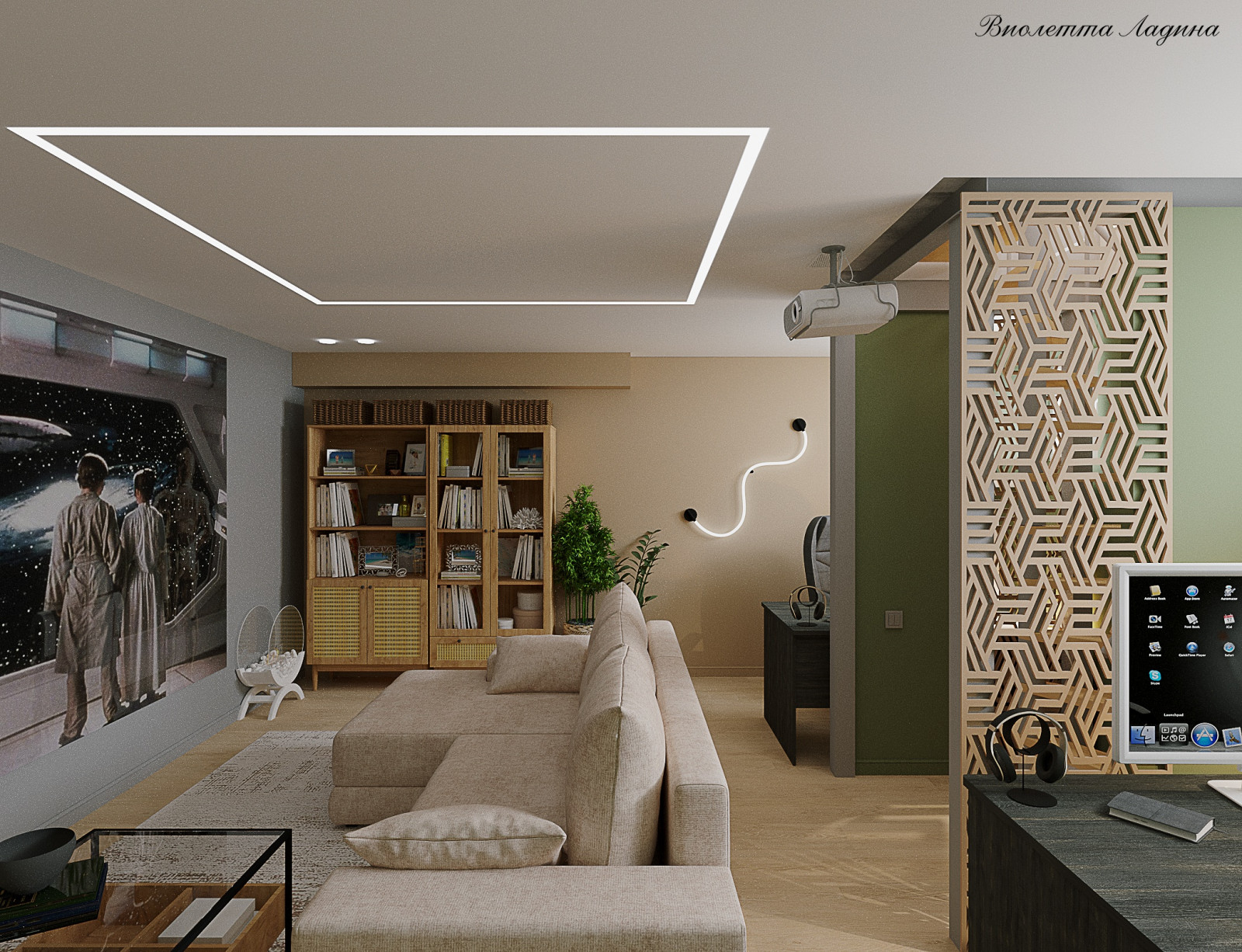 Гостиная в цокольном этаже.