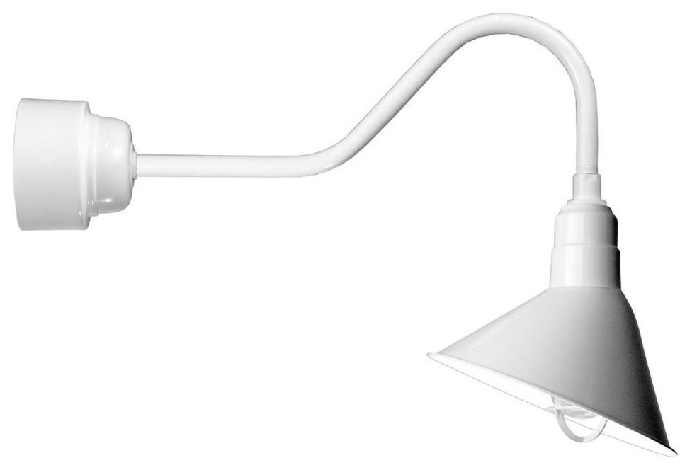 Illumine Wall Mounted 1-Light Outdoor White Angled Arm Semi-Flush Mount with