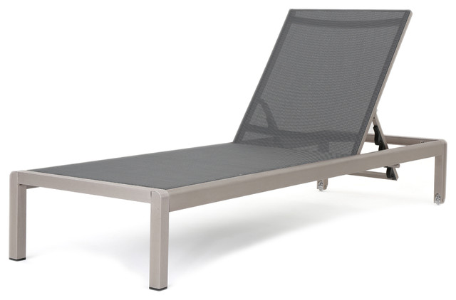 C Bay Dark Gray Outdoor Mesh Chaise Lounge Contemporary C Bay Dark Gray Outdoor Mesh Chaise Lounge Single