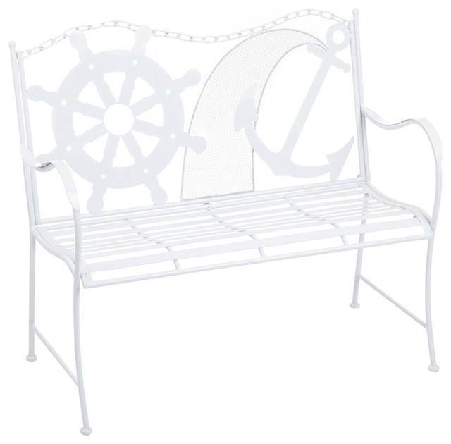 Coastal Indoor Outdoor Metal Garden Bench Beach Style Outdoor