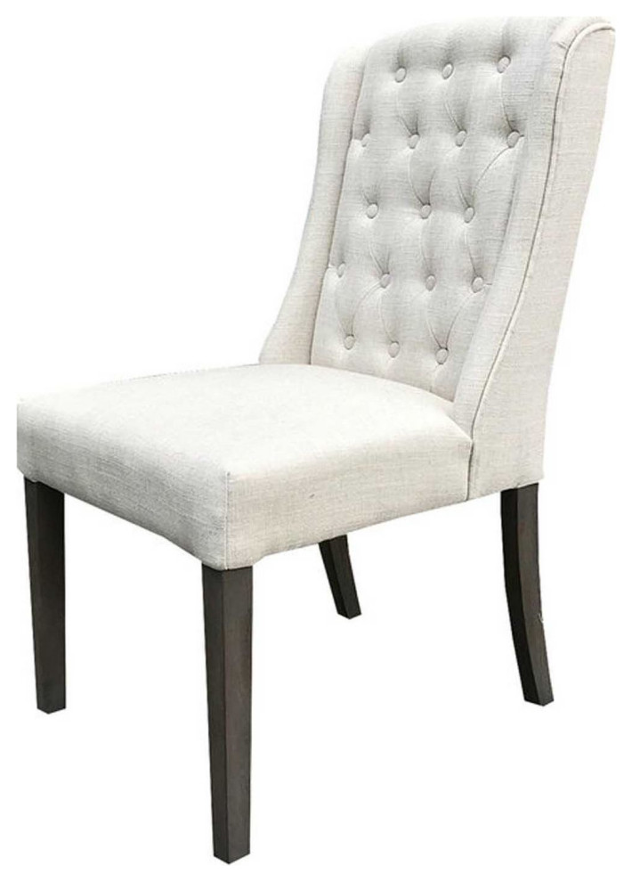 Monroe Transitional Tufted Side Dining Chairs, Linen, Set of 2 Transitional Dining Chairs