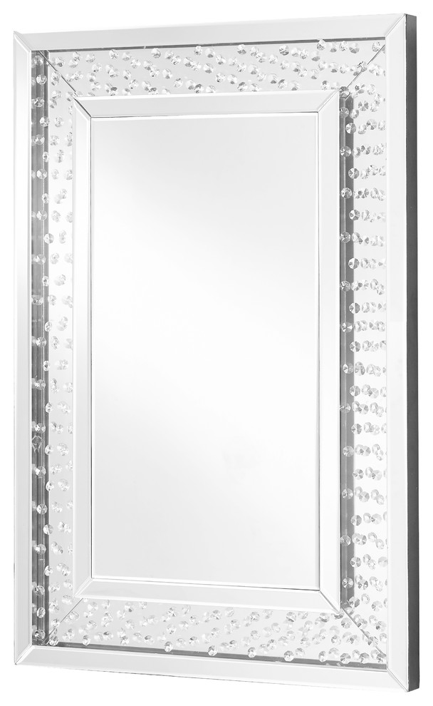 Sparkle 35.5" Contemporary Crystal Rectangle Mirror, Clear