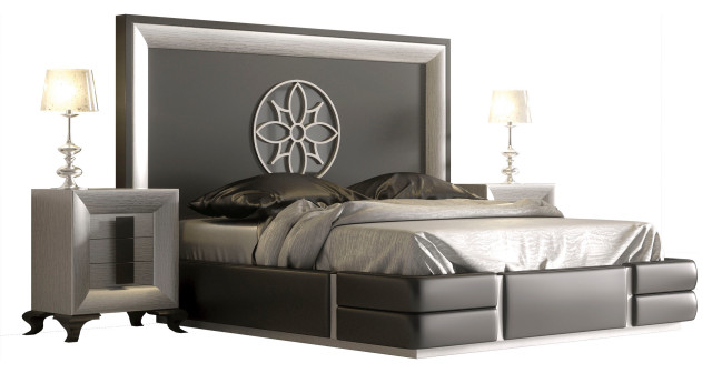 Bedor140 King Bed Contemporary, Holland Gray Oak Full Queen Platform Bed