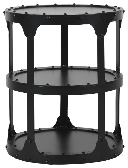 20th Century Industrial Round Side Table - Industrial - Side Tables And ...