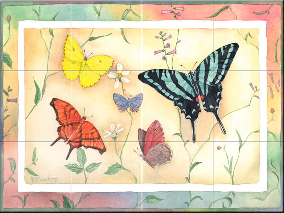 Tile Mural, American Butterflies 2 by Paul Brent