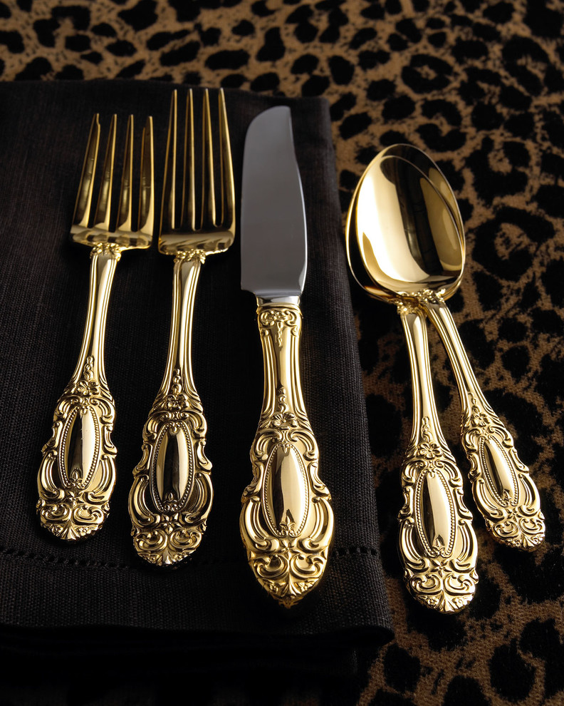Wallace Silversmiths 65-Piece Gold-Plated Grand Duchess Flatware Service