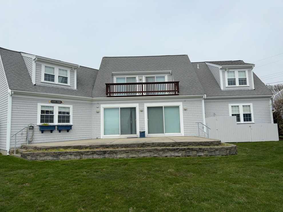 A backyard of the house