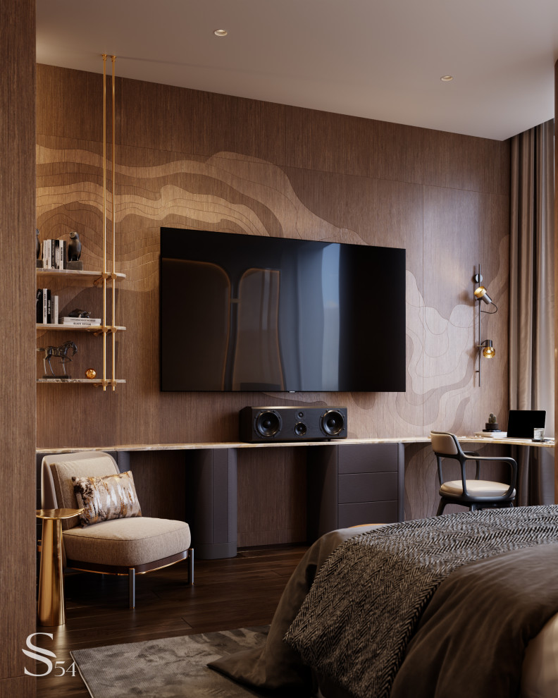 Спальня выполняет функцию кабинета